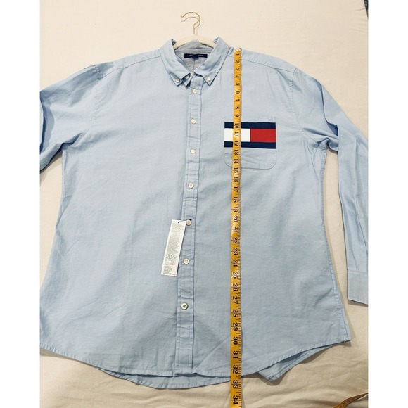 Tommy Hilfiger Vintage 90s Y2K Large Pocket Logo Button up Mens XXL NWT Blue - Picture 10 of 13